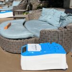 LounGenie unit mounted inside resort cabana frame