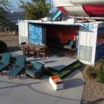 Water park day cabana equipped with LounGenie unit