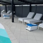 Resort cabana showcasing LounGenie smart technology
