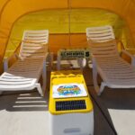 Water park cabana interior with LounGenie amenity unit