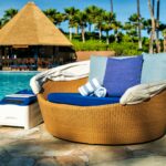 LounGenie cabana unit at luxury resort pool area