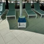 Smart poolside unit by LounGenie in cabana interior