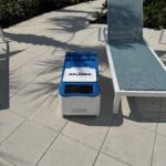 LounGenie unit providing safe and charging in pool cabana