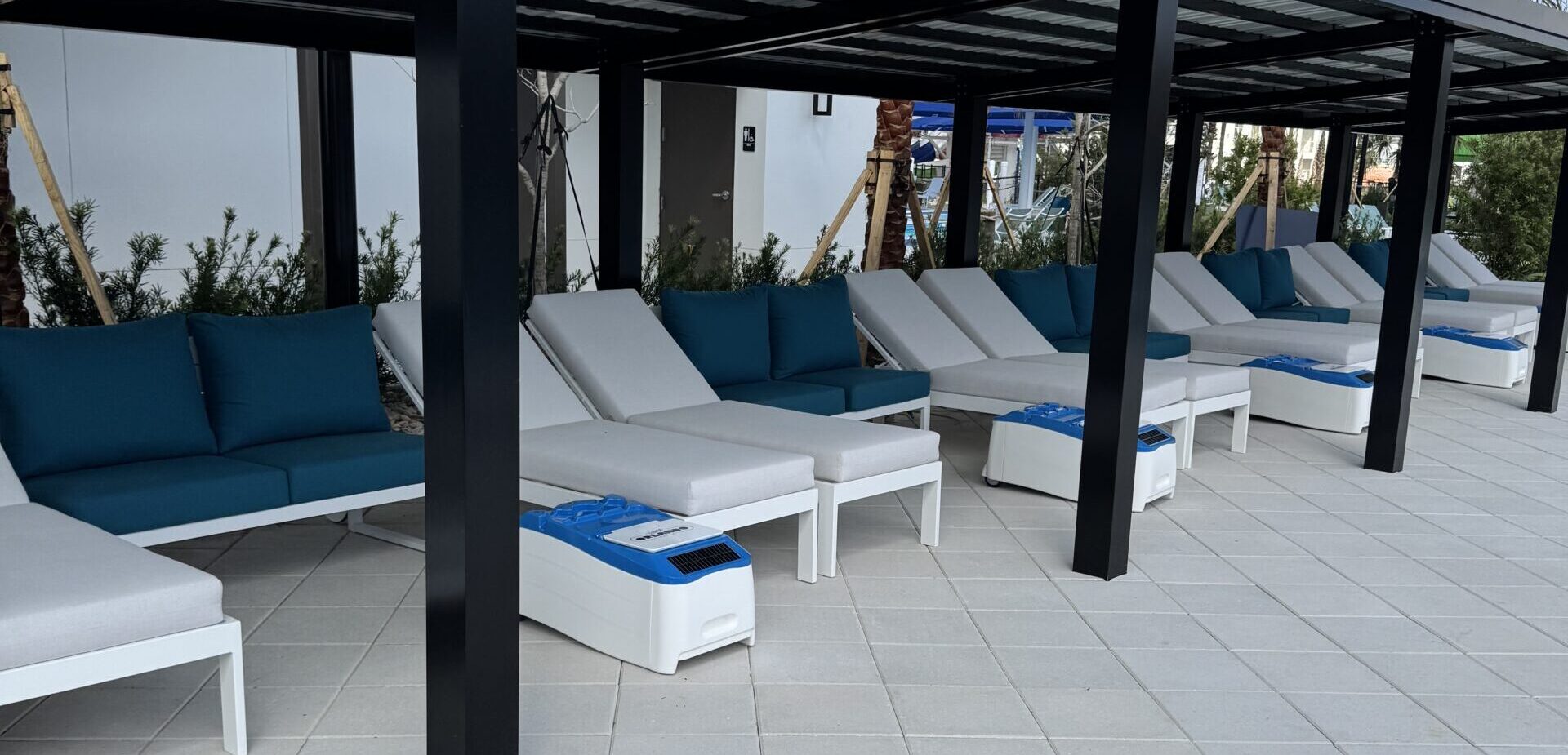 LounGenie smart cabana system at a luxury resort