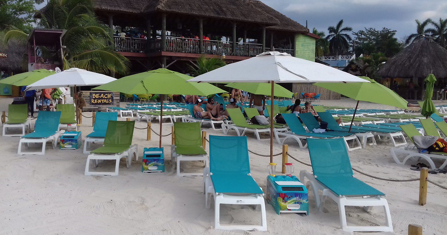 LounGenie cruise line private island cabana amenity unit with built-in guest features