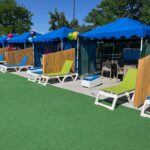 Water park venue cabana showcasing LounGenie smart system