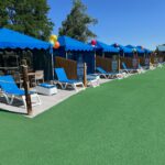 LounGenie unit with ordering features in water park cabana