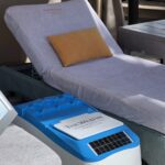 Pool cabana featuring LounGenie smart amenity unit
