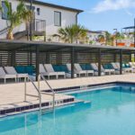 Cabana interior showing LounGenie amenity unit features