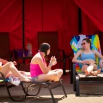 LounGenie removable ice bucket and safe inside water park cabana