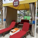 Customized LounGenie poolside amenity unit matching resort branding