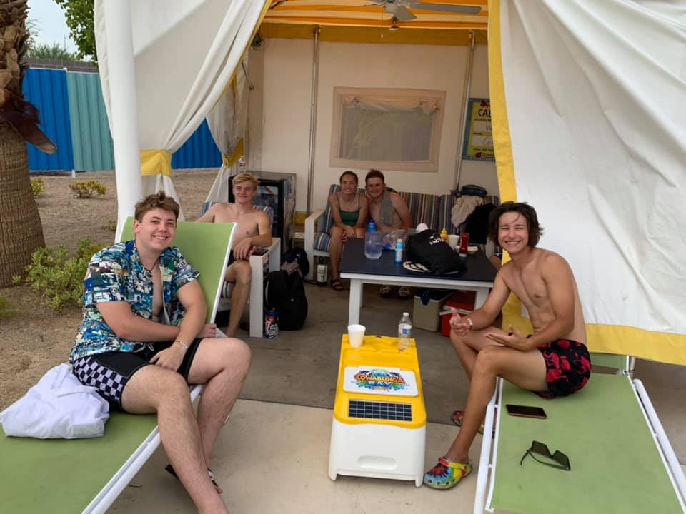 Water park cabana with LounGenie waterproof safe installed