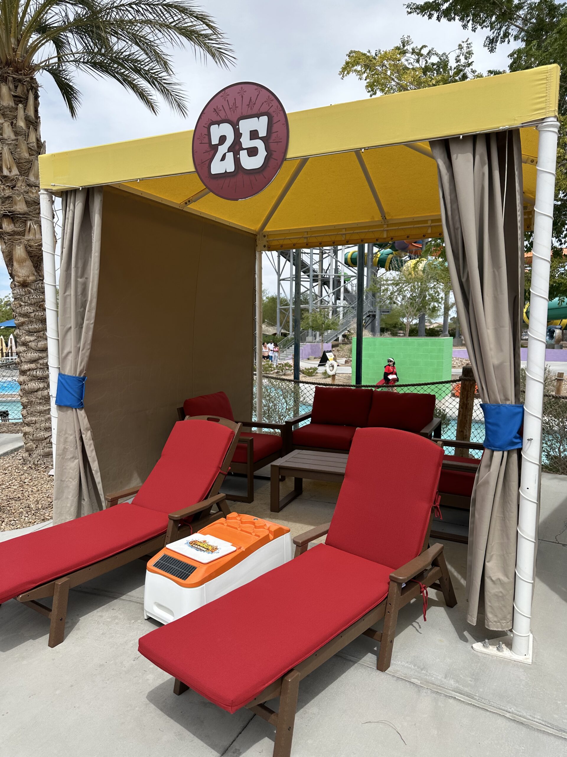 Resort pool area with LounGenie units installed
