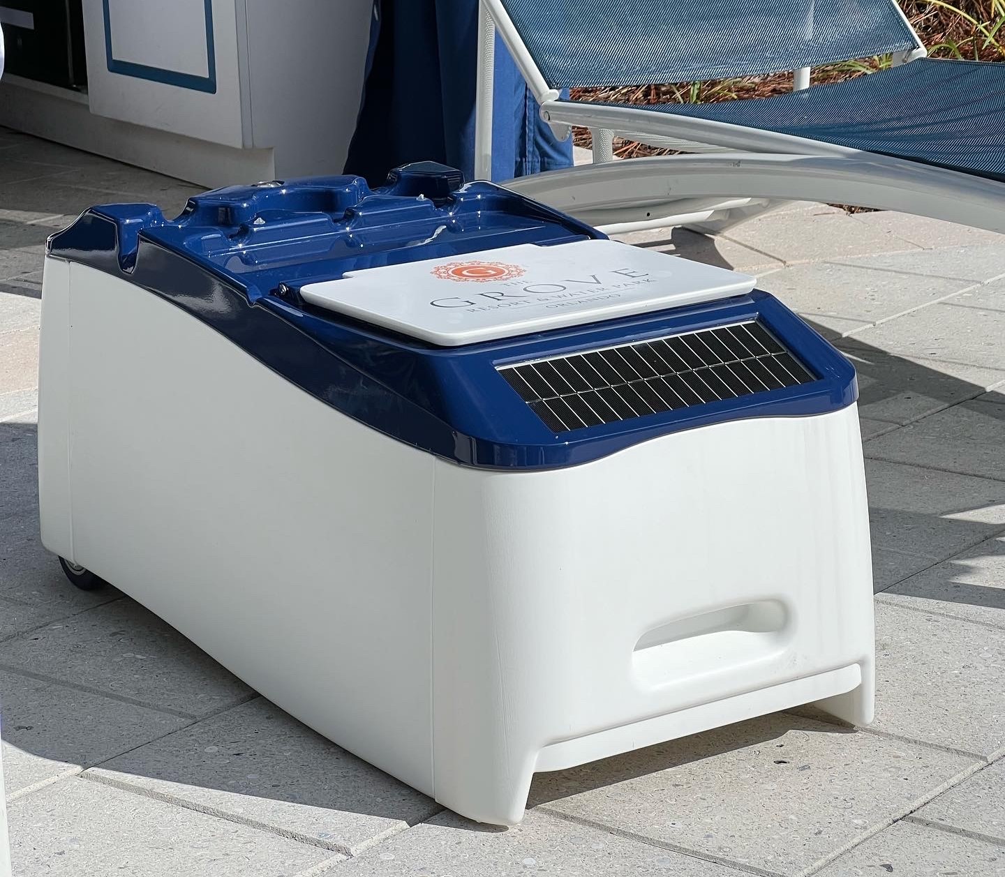 LounGenie smart system inside resort pool cabana — side view