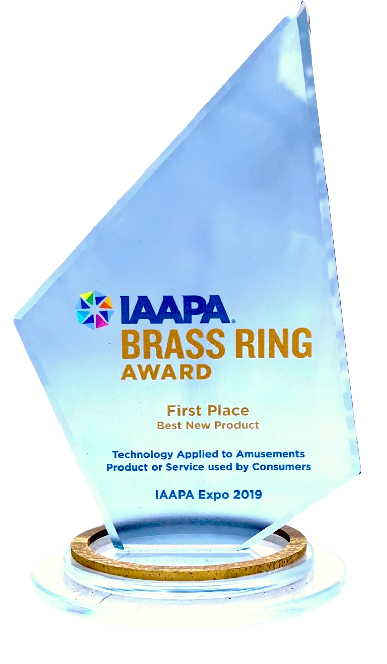 Pool Safe Inc. team receiving the IAAPA Brass Ring Best New Product Award at IAAPA Expo 2019