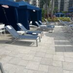 Upscale pool cabana outfitted with LounGenie smart unit