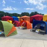 Water park cabana with LounGenie smart amenity features