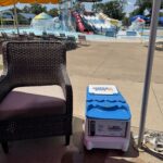 LounGenie poolside unit in theme park cabana setting