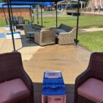 Theme park cabana interior with LounGenie amenity unit