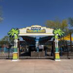 Theme park water attraction with LounGenie cabana unit