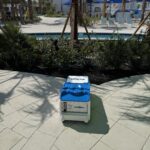 LounGenie amenity unit mounted inside pool cabana