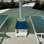 Inside view of pool cabana with LounGenie smart system
