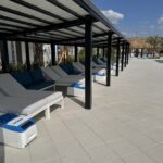 LounGenie cabana unit with waterproof safe and USB charging close-up