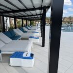 LounGenie poolside amenity unit in cabana setting
