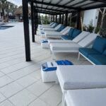 LounGenie amenity unit at upscale poolside cabana venue