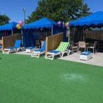 LounGenie poolside amenity unit in water park cabana