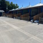 Water park pool area cabana with LounGenie installation