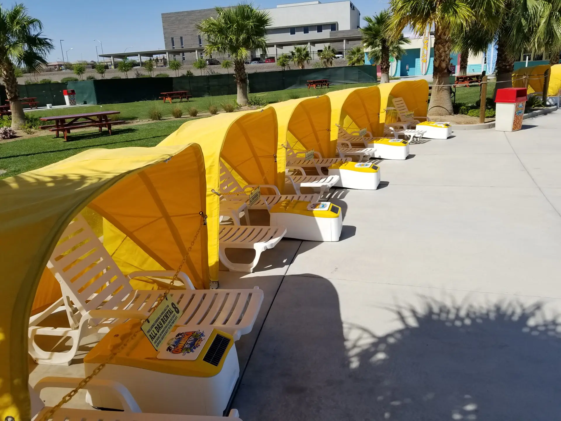 LounGenie smart system in Cowabunga Bay water park rental cabana