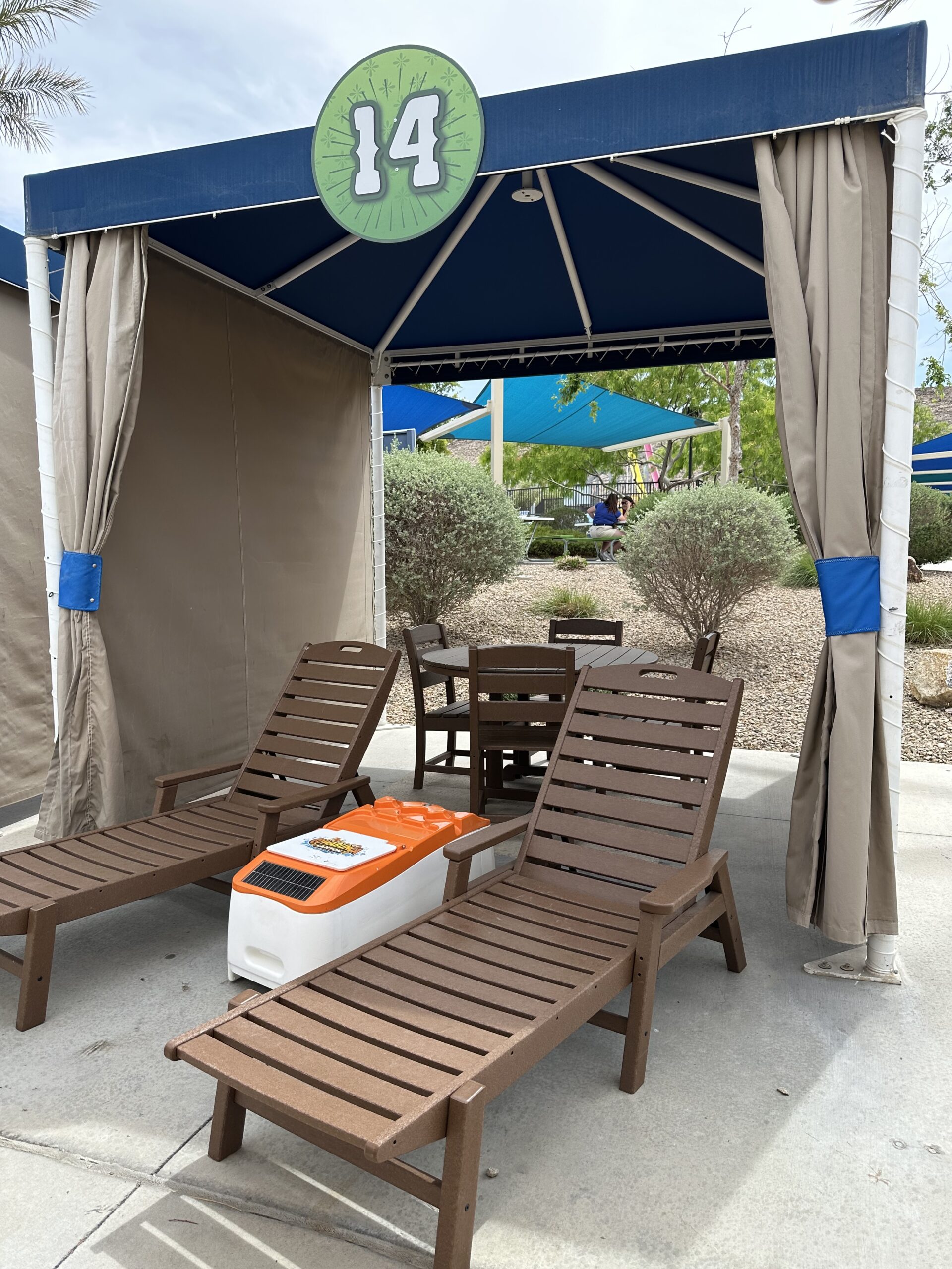 Cowabunga Bay cabana interior featuring LounGenie smart unit