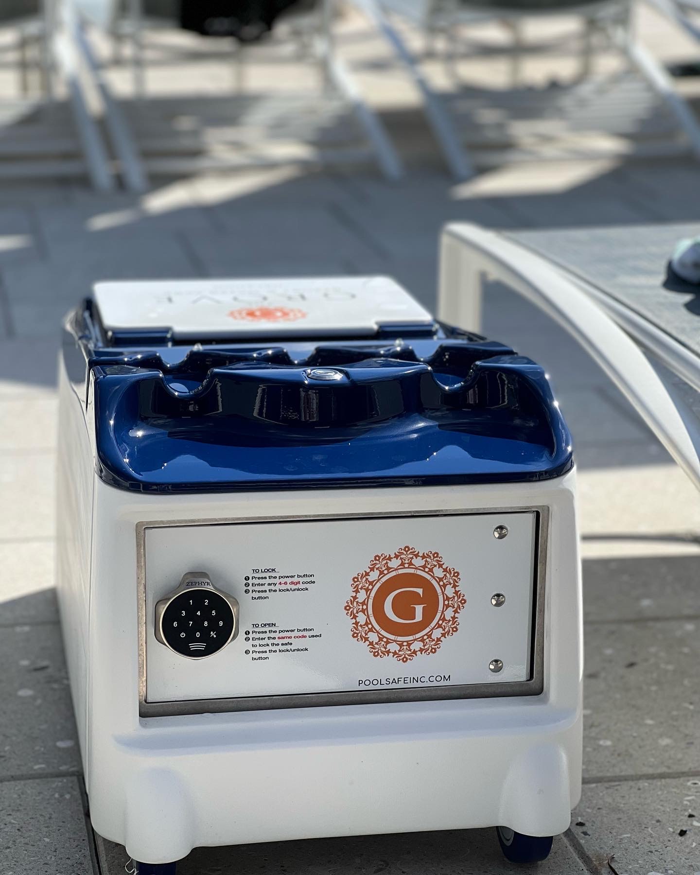 Pool deck cabana at The Grove Resort featuring LounGenie smart system